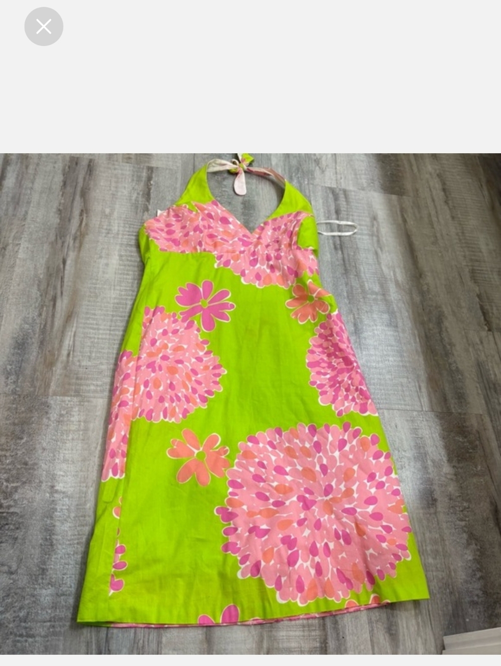 Lilly Pulitzer Vintage Halter Dress pink and green floral print 10